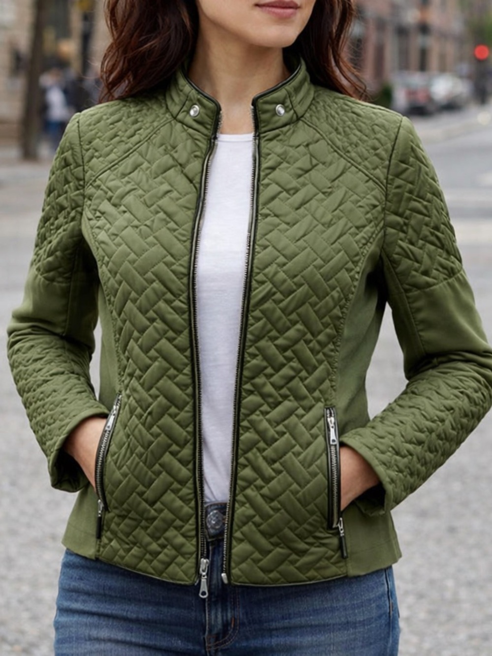 Quilted bombed jacket